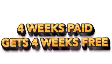 Your coupon is on its way to your inbox! 4 weeks paid gets 4 weeks free. Check your email for your coupon.